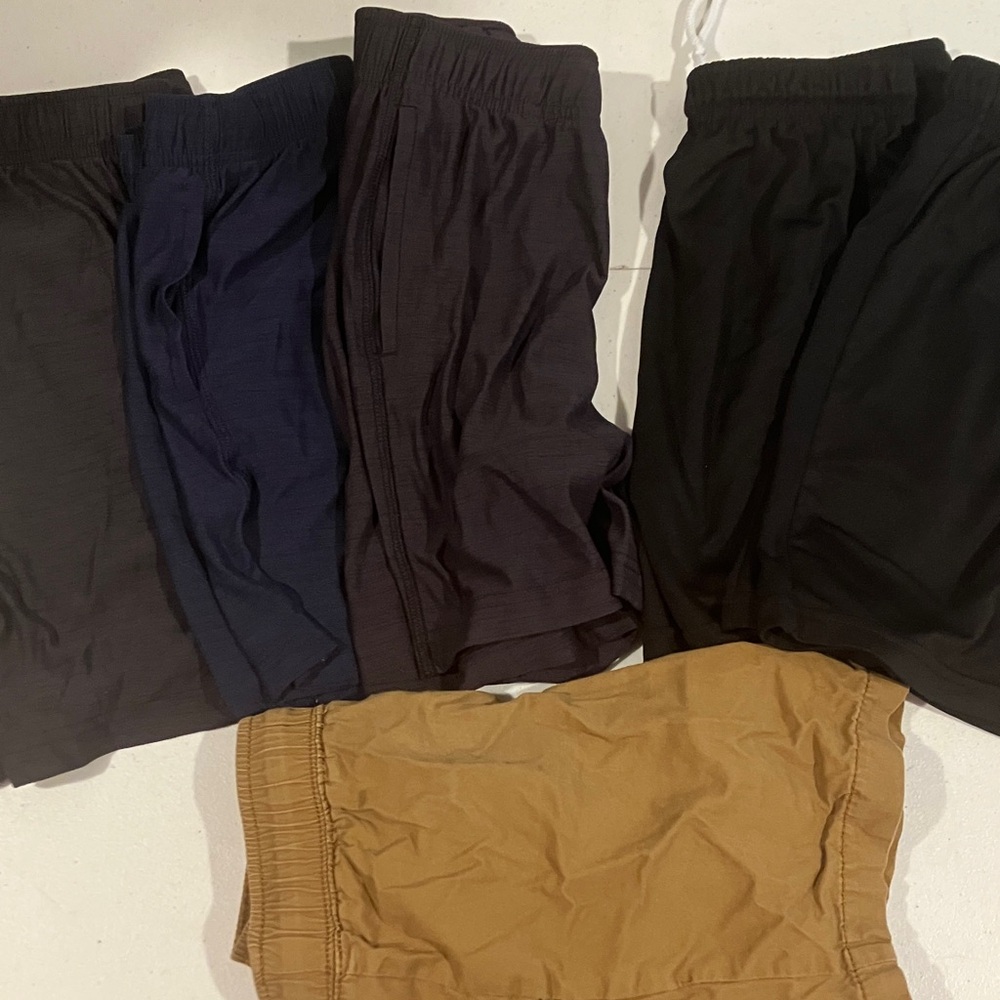 Set of Boys 6-7 Shorts in Black, Navy, and Tan